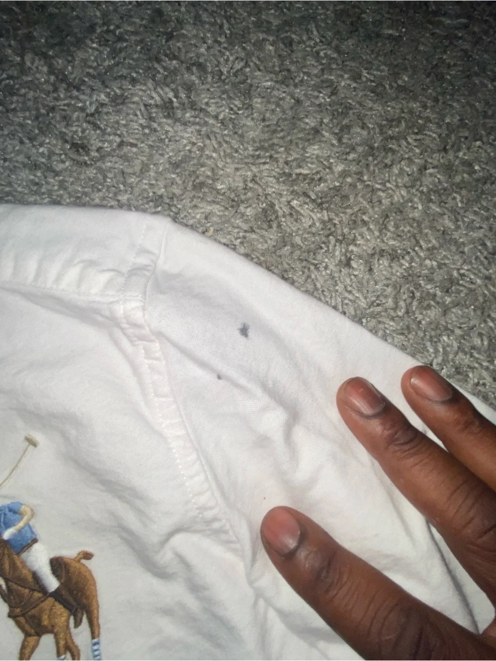 Ralph Lauren White Button-Up Shirt with Blue Stripe Trim